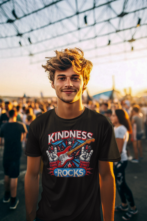 "KINDNESS ROCKS" Ultimate Graphics Stratocaster Unisex T-Shirt - Karma Inc Apparel 