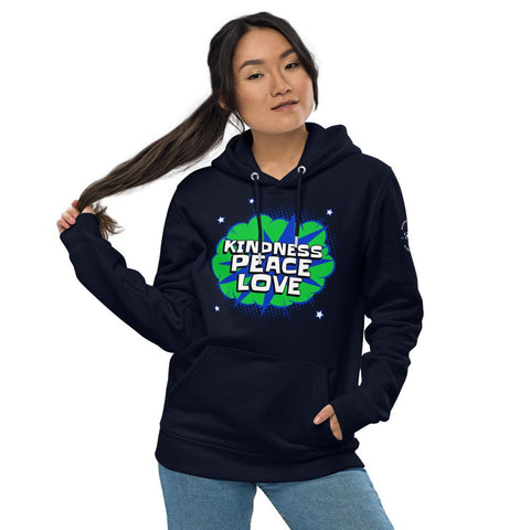 Karma Inc Apparel  French Navy / S "KINDNESS/PEACE/ LOVE Premium Organic Cotton Eco-Friendly Unisex Hoodie
