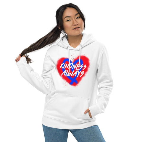 Karma Inc Apparel  Hoodie White / M "KINDNESS ALWAYS" Organic Cotton Eco Friendly Unisex Hoodie