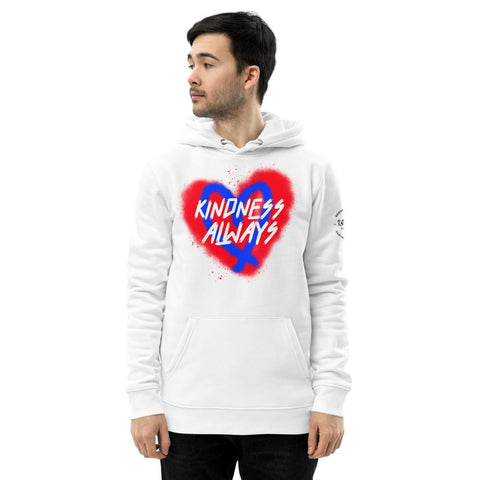 Karma Inc Apparel  Hoodie White / S "KINDNESS ALWAYS" Organic Cotton Eco Friendly Unisex Hoodie